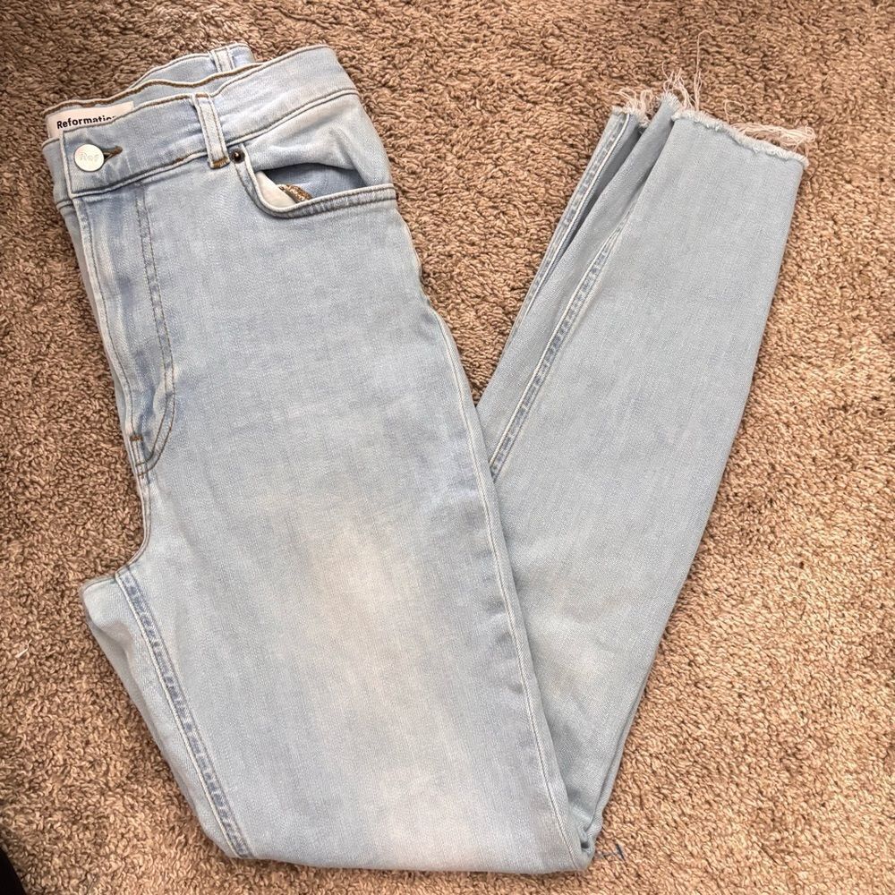 Reformation | High & Skinny Jeans in Amalfi Wash Raw Hem size 27